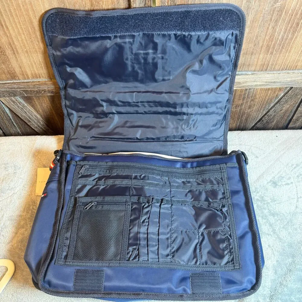 Vintage Tommy Hilfiger Messenger Bag Navy Red White Laptop Briefcase NWT